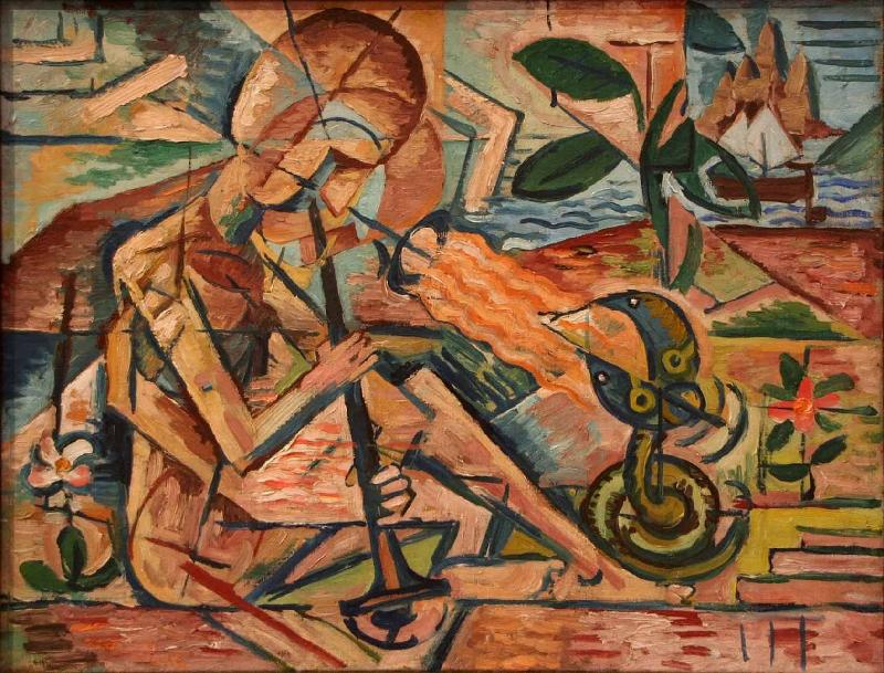 Bohumil Kubista Fakir Taming Snakes